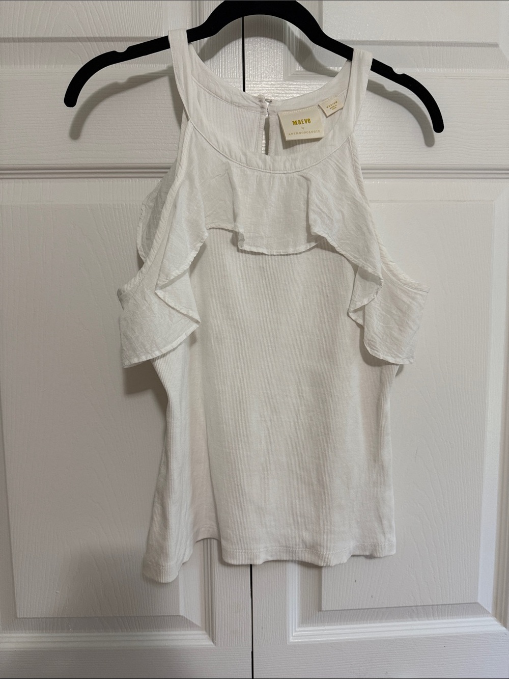 Maeve White Ruffle Halter Camisole